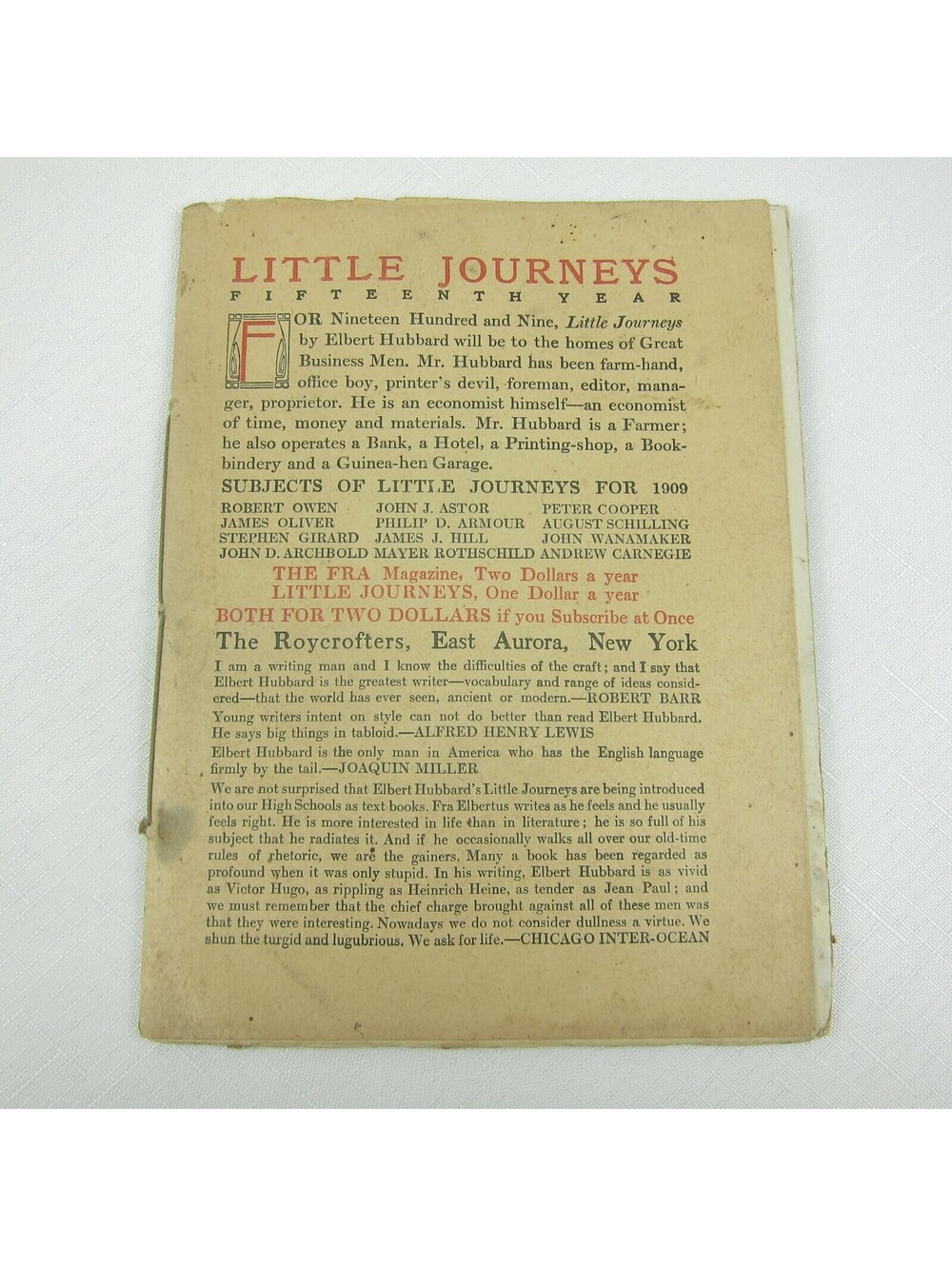 Antique 1909 Little Journeys James Oliver ROYCROFT Arts & Crafts Elbert Hubbard